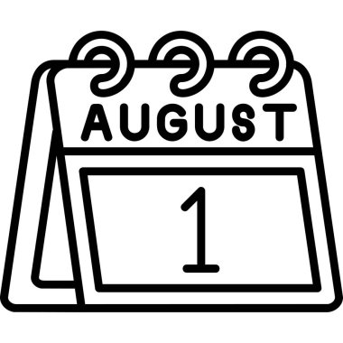 Ağustos takvimi simgesi, satır biçimi