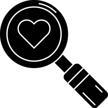 sevgi büyüteç simgesi, vektör illüstrasyonu