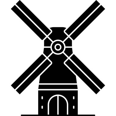 Yel değirmeni tarım simgesi, vektör illüstrasyonu