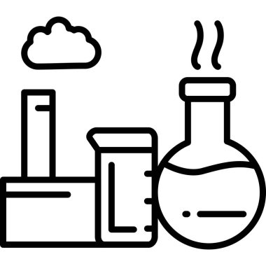 Kimya laboratuvarı bilim simgesi ana hatları biçiminde