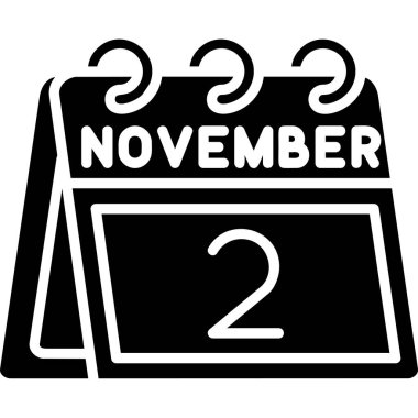 Kasım 2. Takvim beyaz arkaplanda