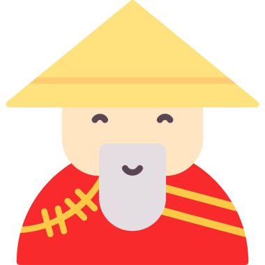 Çinli adam simgesi, düz tasarım vektörü