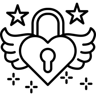 Kalp anahtarı kilidi simgesi. beyaz arkaplanda izole edilmiş web tasarımı için kalp anahtarı kilit vektörü simgesi