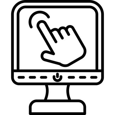 Ekran simgesi ile el, vektör illüstrasyonu