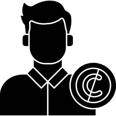 Dolar sembolü simgesi olan iş adamı, basit stil