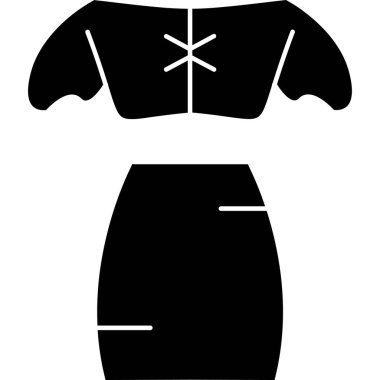 elbise simgesi, siyah vektör