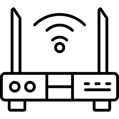 Kablosuz ağ yönlendirici simgesi. Beyaz arkaplanda izole edilmiş web tasarımı için kablosuz yönlendirme vektör simgesi