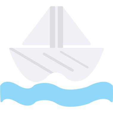 Yelkenli tekne ikonu vektör illüstrasyonu