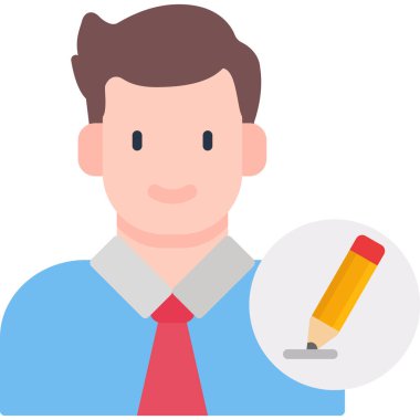 Kalemi ve panosu olan adam.