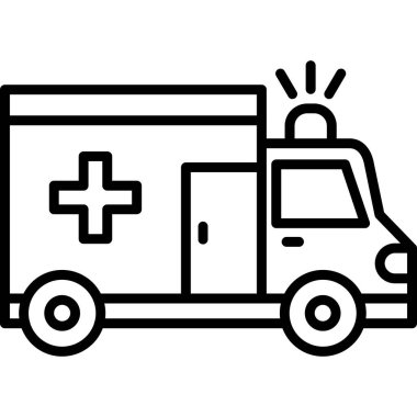 Ambulans acil durum arabası simgesi ana hat biçiminde