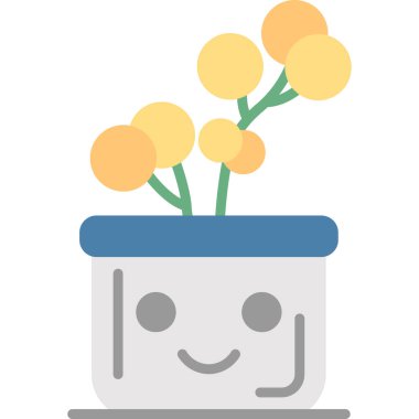 bitki saksısı simgesi, vektör illüstrasyonu