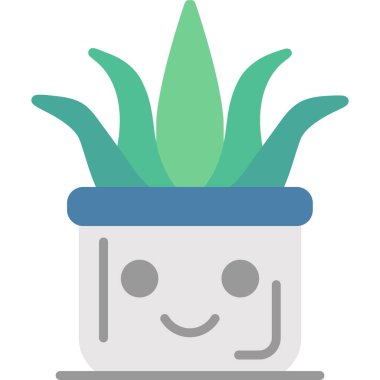 Kaktüs tencerede, illüstrasyon, vektör beyaz arka planda.