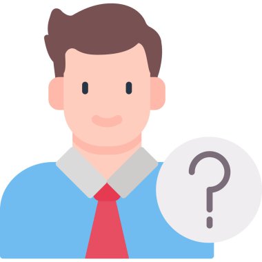 Beyaz arka grubunda bir adamın soru işareti, illüstrasyon, vektör