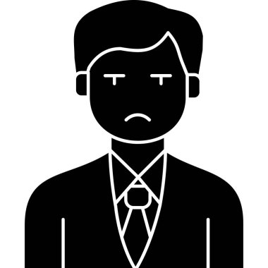 üzgün iş adamı simgesi, vektör illüstrasyonu