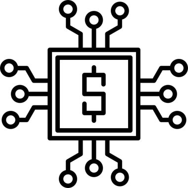 Cpu çip simgesi, basit vektör illüstrasyonu