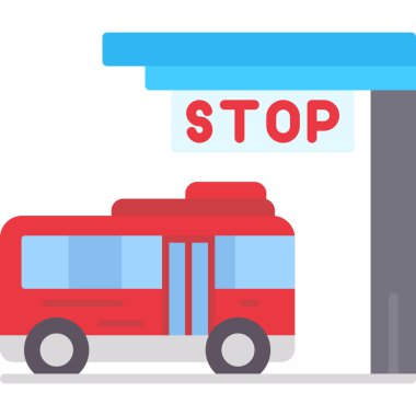 otobüs durağı toplu taşıma simgesi düz biçimli
