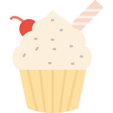 Cupcake düz simgesi, vektör çizim