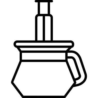 Kahve makinesi ikonu. Beyaz arkaplanda izole edilmiş web tasarımı için kahve öğütücü vektör simgesi