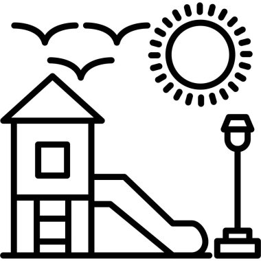 Yaz plajı güneş ikonu, taslak tarzı