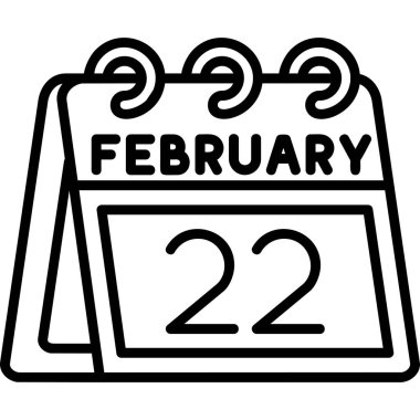 Şubat 24 Takvim Günü Tek simge dış hat biçimi, vektör, illüstrasyon