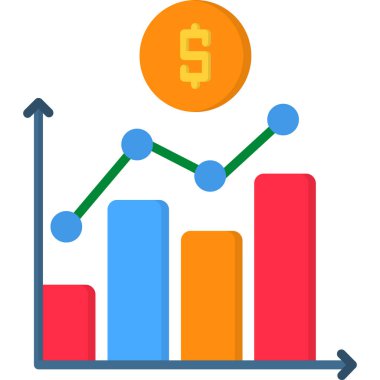 iş grafiği düz simgesi, vektör, illüstrasyon