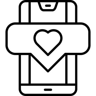 Kalp akıllı telefonu. Web simgesi basit illüstrasyon