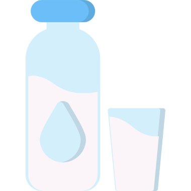 Şişe vektör çizimine sahip bir bardak su