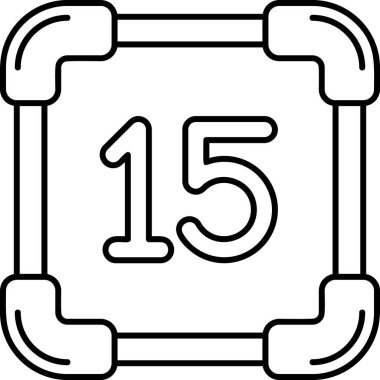 Beyaz arkaplanda izole edilmiş 15 sayı çizgisi simgesi. Taslak tarzı. vektör