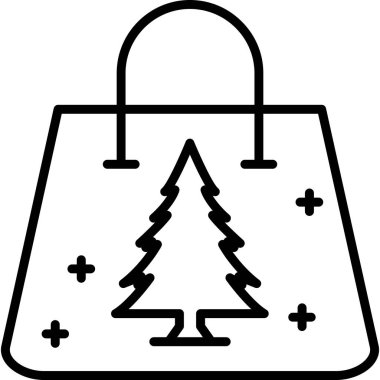 çanta noel ağacı simgesi dış hat biçiminde