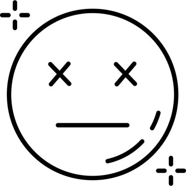 hüzünlü yüz ifadesi, ana hatlı vektör çizimi