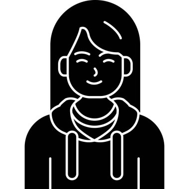 Genç kadın avatar karakter vektör çizimi tasarımı