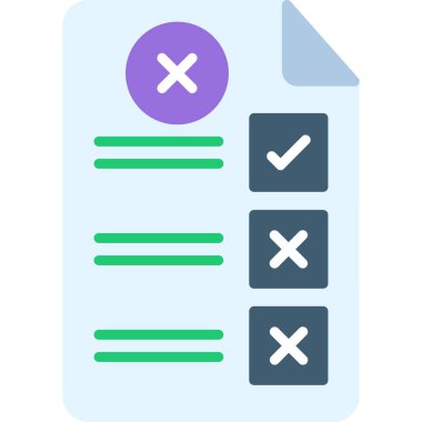 Denetim listesi düz simgesi beyaz arka plan, vektör, illüstrasyon izole