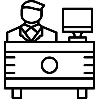 Otel resepsiyon simgesi, vektör illüstrasyonu