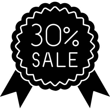 siyah ve beyaz% 30 indirim etiketi.