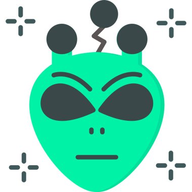 Uzaylı kafası düz simgesi