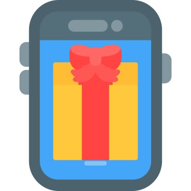 Şimdiki simge, vektör illüstrasyonlu cep telefonu