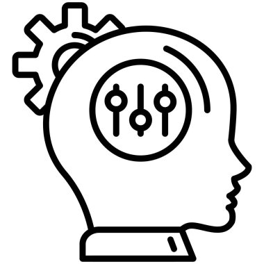 Kafa ikonlu beyin. Beyaz arkaplanda izole edilmiş web tasarımı için beyin ve baş vektör sembolü