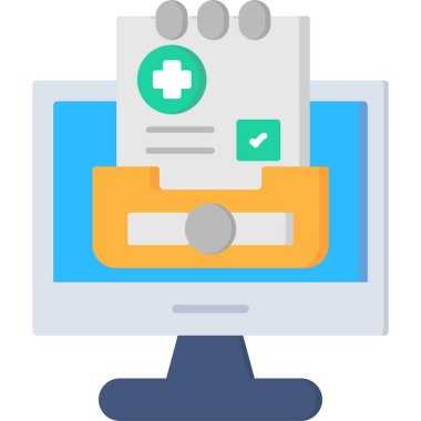 bilgisayar sağlık sigortası simgesi düz stil
