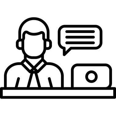 çevrimiçi eğitim çizgisi simgesi, vektör illüstrasyonu