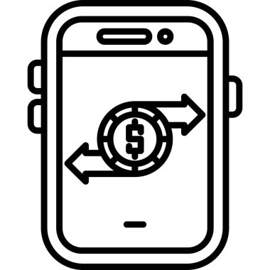 Para cep telefonu simgesi. beyaz arkaplanda izole edilmiş web tasarımı için para telefon ikonu vektörü