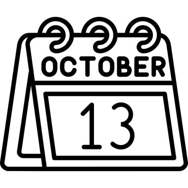 Siyah ve beyaz ikonlu takvim, vektör illüstrasyonu