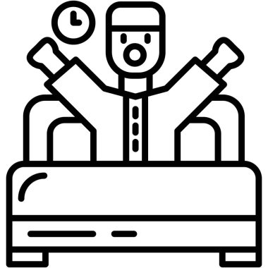 Elinde bavul ve seyahat ikonu olan bir adam, çizgi tasarımı