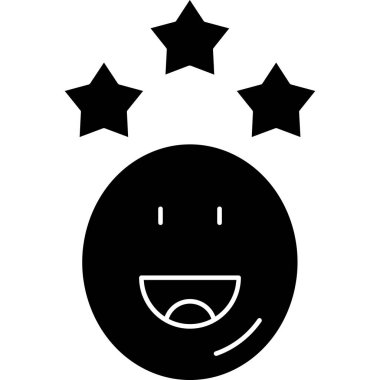 Mutlu yüz ikonu. Web için gülümseyen mutlu vektör simgesinin basit bir gösterimi