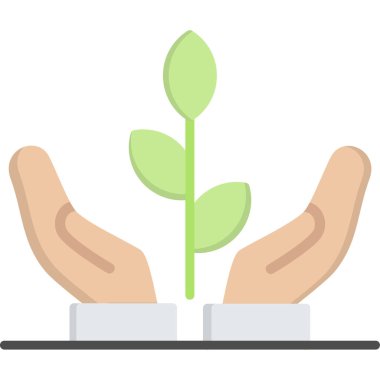 el ele tutuşan yeşil bitki beyaz arkaplan vektör illüstrasyon tasarımı