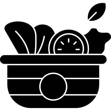 Gıda sepeti meyve ikonu katı stil