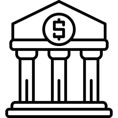 Banka binası ikonu. Beyaz arkaplanda izole edilmiş web tasarımı için Merkez Bankası binası vektör simgesi