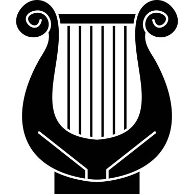 Antik Yunan arp simgesi, siyah ve beyaz çizim