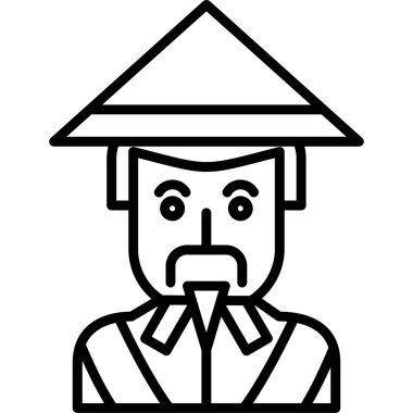 Geleneksel Japon kostümlü bir adamın vektör çizimi