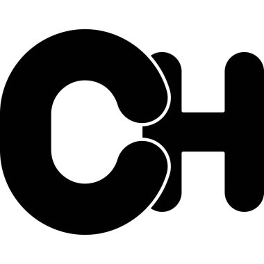 Alfabe harfi h 'nin siyah simgesinin vektör çizimi.