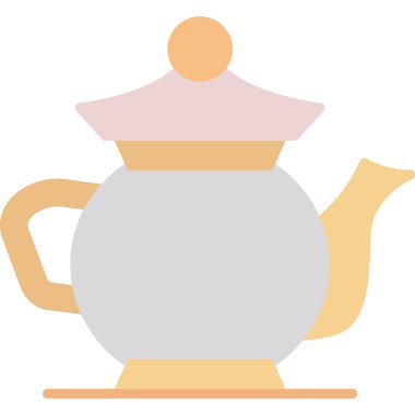 çay demliği simgesi, illüstrasyon, beyaz arkaplanda vektör